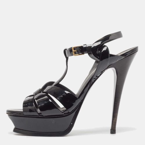 Yves Saint Laurent Black Patent Tribute Ankle Strap Sandals Size 39 - Yves Saint Laurent - Modalova