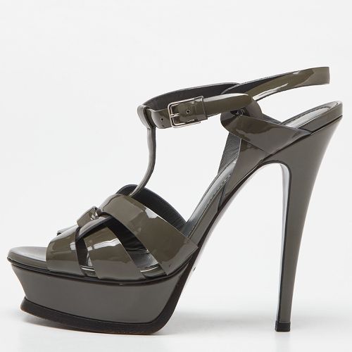 Yves Saint Laurent Grey Patent Leather Tribute Sandals Size 37 - Yves Saint Laurent - Modalova