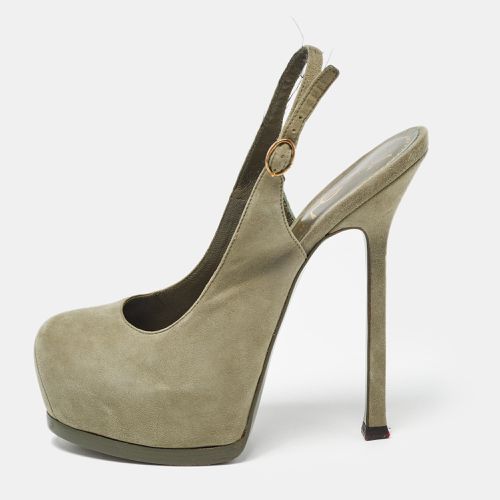 Yves Saint Laurent Army Green Suede Tribtoo Slingback Pumps Size 35 - Yves Saint Laurent - Modalova