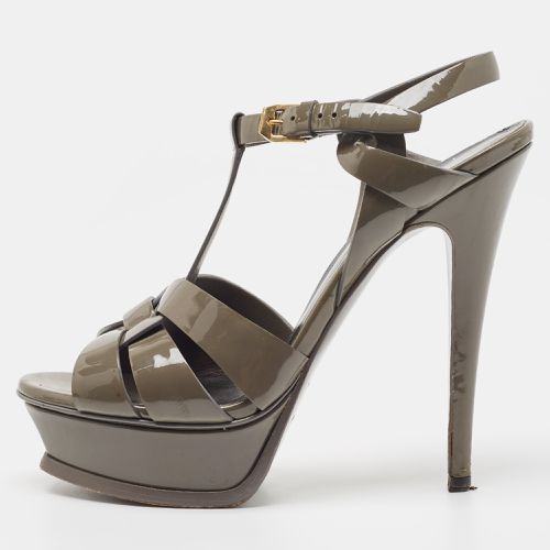 Yves Saint Laurent Grey Patent Tribute Sandals Size 37.5 - Yves Saint Laurent - Modalova