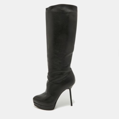 Yves Saint Laurent Black Leather Platform Knee Length Boots Size 36 - Yves Saint Laurent - Modalova