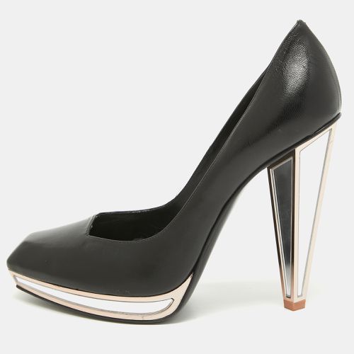 Yves Saint Laurent Black Leather Mirror Heel Platform Pumps Size 38.5 - Yves Saint Laurent - Modalova