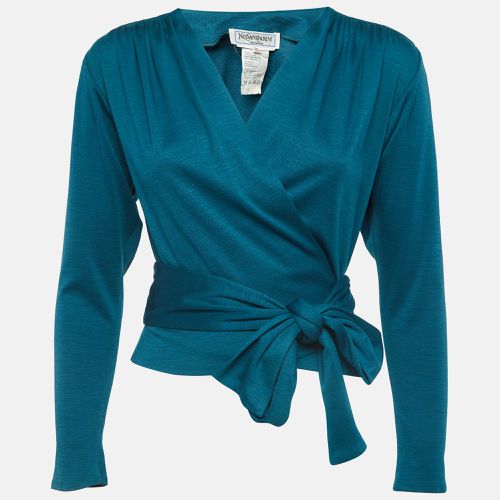 Yves Saint Laurent Variation Teal Blue Jersey Wrap Cardigan M - Yves Saint Laurent Variation - Modalova