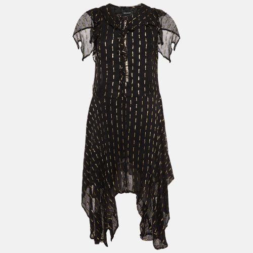 Zadig & Voltaire Black/Gold Crepe Rool Shiny Ruffled Dress M - Zadig & Voltaire - Modalova