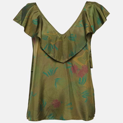 Zadig & Voltaire Green Teen Jungle Print Silk Ruffled Top L - Zadig & Voltaire - Modalova