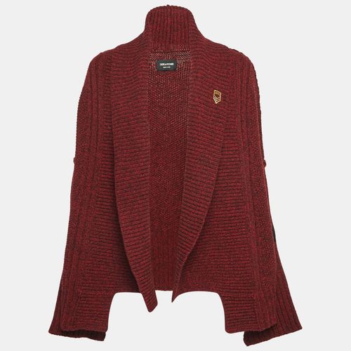 Zadig & Voltaire Burgundy Rib Knit Shawl Collar Mystic Cardigan M/L - Zadig & Voltaire - Modalova