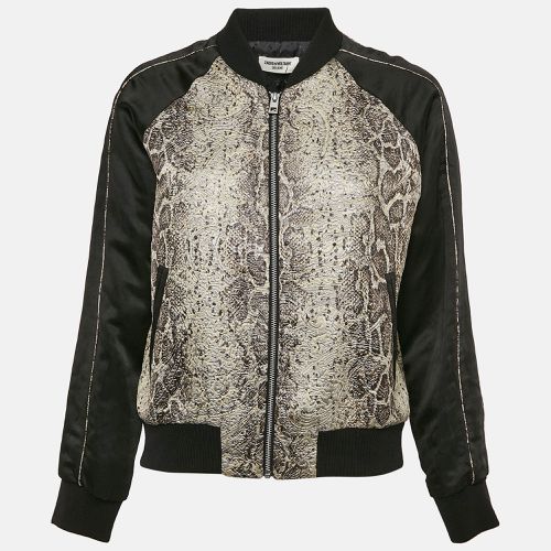 Zadig & Voltaire Grey/Black Snake Jacquard and Crepe Billy Bomber Jacket M - Zadig & Voltaire - Modalova