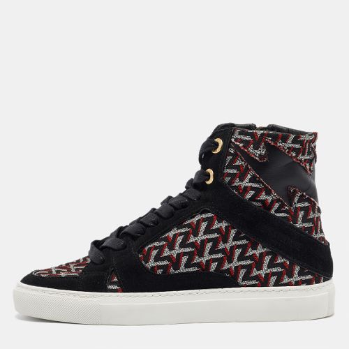 Zadig & Voltaire Black/Burgundy Leather and Suede High Top Sneakers Size 36 - Zadig & Voltaire - Modalova