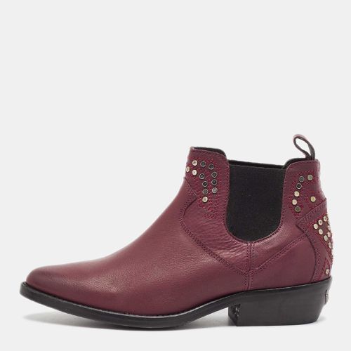 Zadig & Voltaire Burgundy Leather Studded Ankle Length Boots Size 36 - Zadig & Voltaire - Modalova