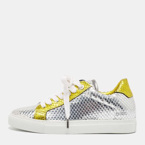 Zadig & Voltaire Silver Snakeskin Embossed Leather Lace Up Sneakers Size 36 - Zadig & Voltaire - Modalova