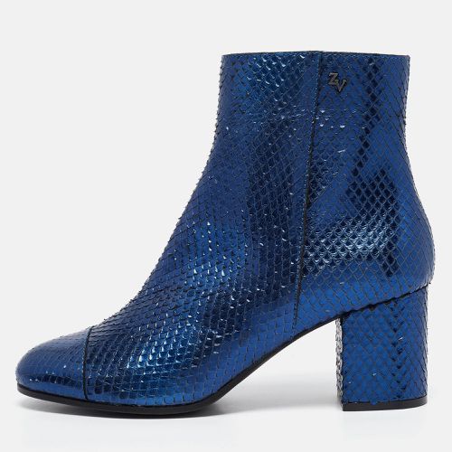 Zadig & Voltaire Blue Python Embossed Leather Ankle Length Boots Size 38 - Zadig & Voltaire - Modalova