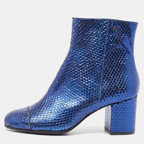 Zadiq & Voltaire Blue Python Leather Block Heel Ankle Boots Size 37 - Zadig & Voltaire - Modalova