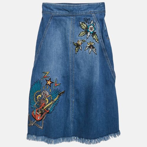 Zadig & Voltaire Blue Applique Denim Raw Edge Midi Skirt S - Zadig & Voltaire - Modalova