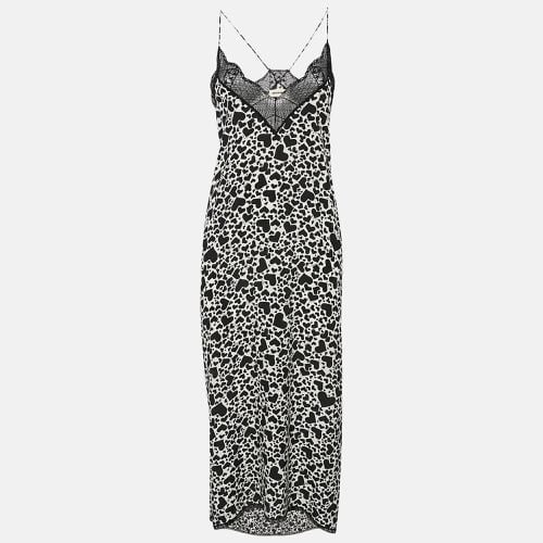 Zadig & Voltaire Black/White Hearts Risty Print Silk and Lace Trim Midi Slip Dress L - Zadig & Voltaire - Modalova