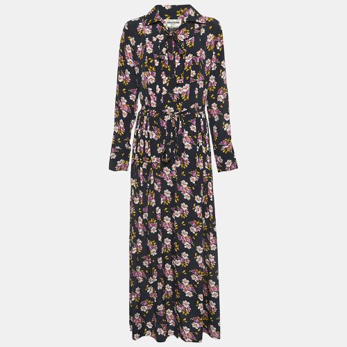 Zadig & Voltaire Deluxe Black Peonies Printed Silk Pleated Maxi Dress XS - Zadig & Voltaire - Modalova