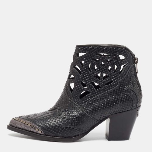 Zadig & Voltaire Black Embossed Snakeskin Cara Cut Ankle Boots Size 37 - Zadig & Voltaire - Modalova