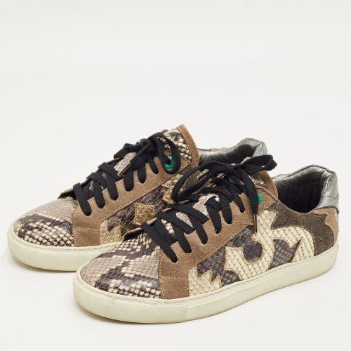 Python Embossed Leather and Suede Trainer Sneakers Size 38 - Zadig & Voltaire - Modalova