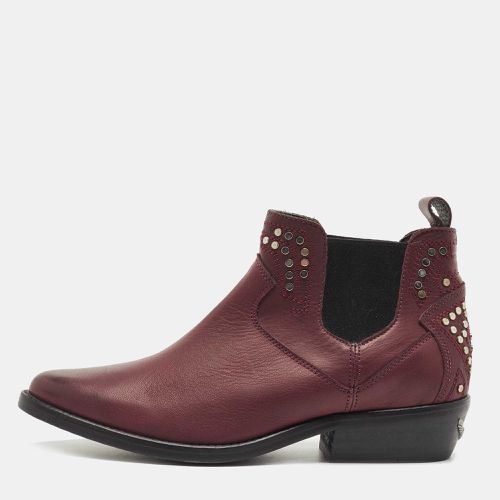 Zadig & Voltaire Burgundy Leather Thylana Studded Ankle Booties Size 36 - Zadig & Voltaire - Modalova