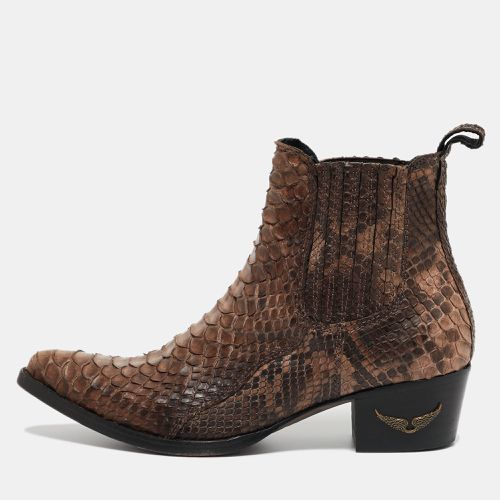 Zadig And Voltaire Brown/Black Python Ankle Boots Size 38 - Zadig & Voltaire - Modalova