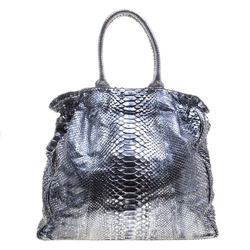 Zagliani Metallic Python Shopper Tote - Zagliani - Modalova