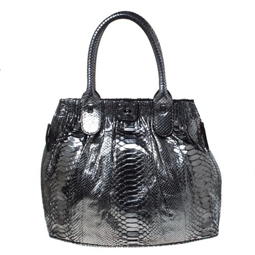 Zagliani Gun Metal Python Medium Puffy Hobo - Zagliani - Modalova