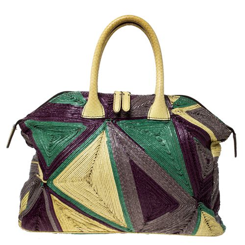 Zagliani Multicolor Woven Leather and Python Tomodachi Satchel - Zagliani - Modalova