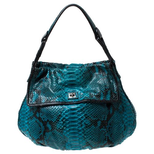 Zagliani Blue Python Leather Hobo - Zagliani - Modalova