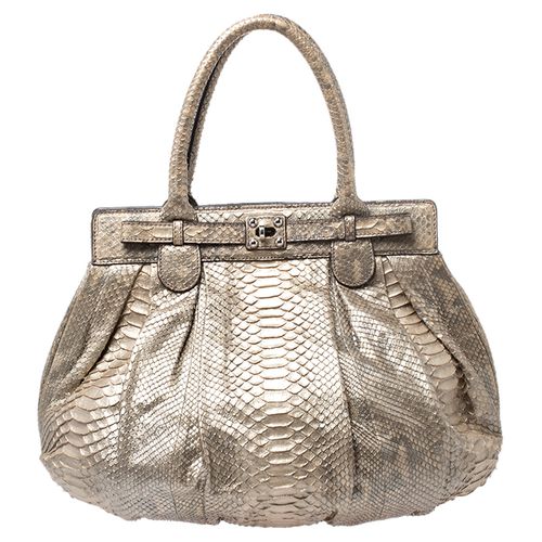 Zagliani Metallic Gold Python Puffy Hobo - Zagliani - Modalova