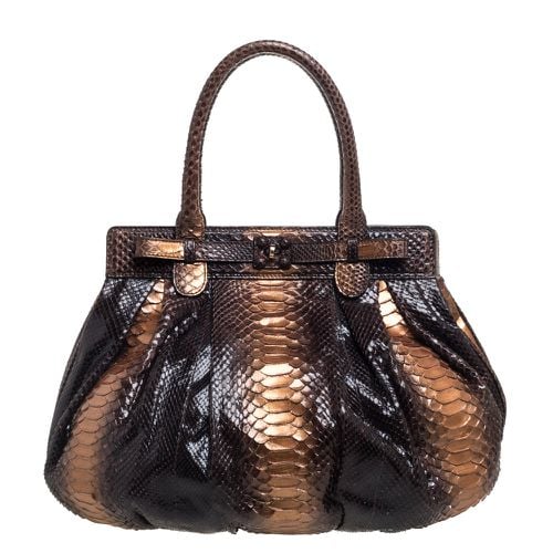 Bronze/Brown Gold Python Puffy Hobo - Zagliani - Modalova