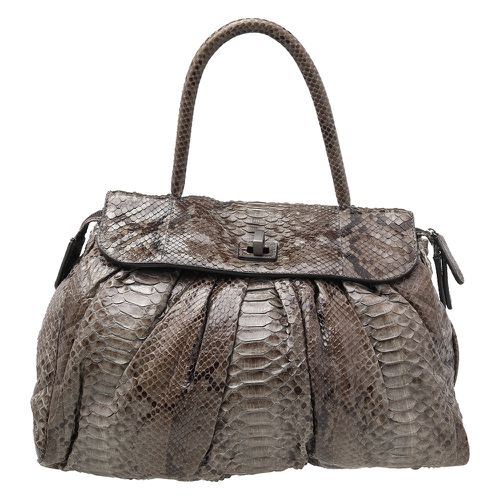 Zagliani Brown Python Procida Top Handle Bag - Zagliani - Modalova