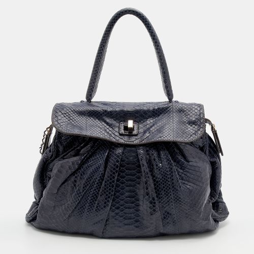 Zagliani Blue Python Procida Top Handle Bag - Zagliani - Modalova