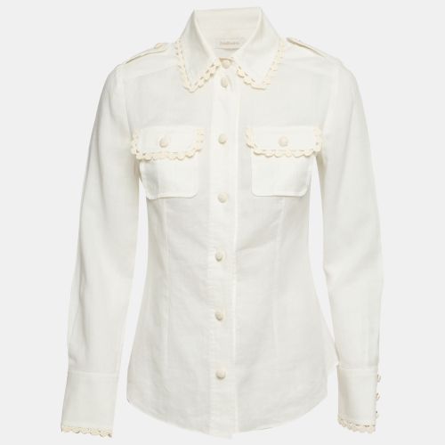 Ramie Crochet Trim Button Down Blouse S - Zimmermann - Modalova