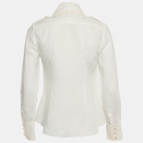 Ramie Crochet Trim Button Down Blouse S - Zimmermann - Modalova