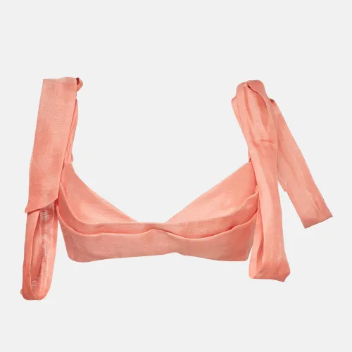 Linen Blend Draped Botanica Tie Bustier Top M - Zimmermann - Modalova