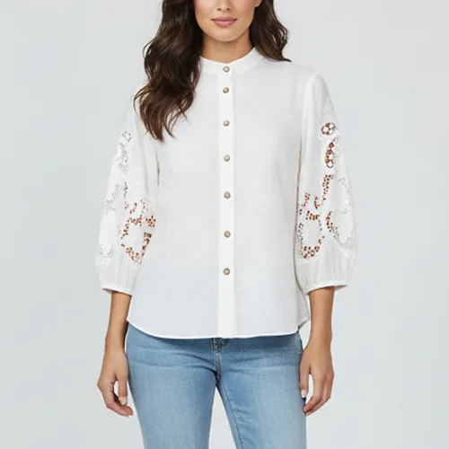 Embroidered Cotton Button Up Blouse M - Zimmermann - Modalova