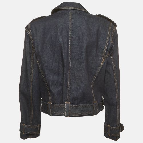 Denim Belted Crush Biker Jacket M - Zimmermann - Modalova