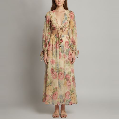 MultiColour Floral Print Chiffon Melody Co-Ord Set M - Zimmermann - Modalova