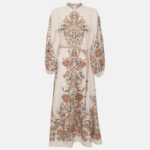 Light Multicolor Paisley Printed Linen Devi Maxi Dress XS - Zimmermann - Modalova
