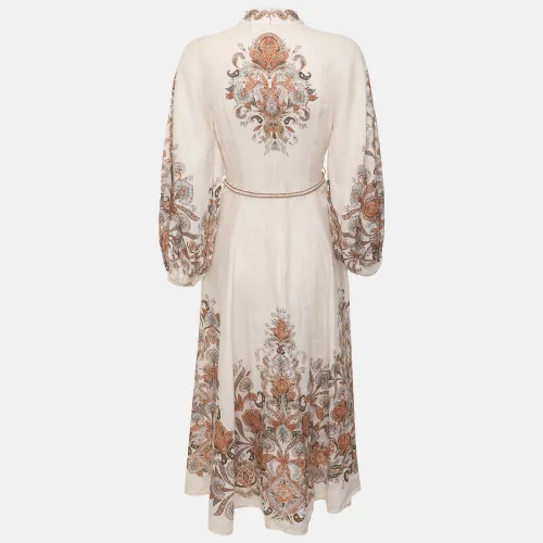 Light Multicolor Paisley Printed Linen Devi Maxi Dress XS - Zimmermann - Modalova
