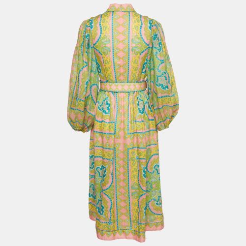 Printed Linen Belted Midi Dress M - Zimmermann - Modalova