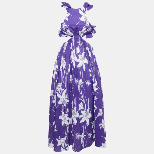 Zimmermann Purple Floral Print Cotton Acadian Ruffle Maxi Dress S - Zimmermann - Modalova