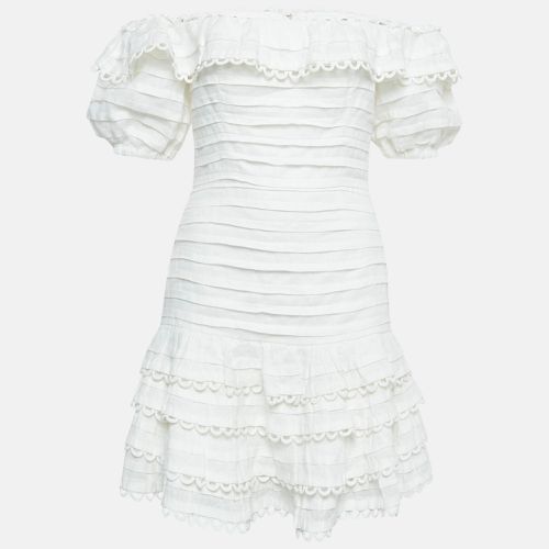 Linen Ruffled Mini Dress S - Zimmermann - Modalova