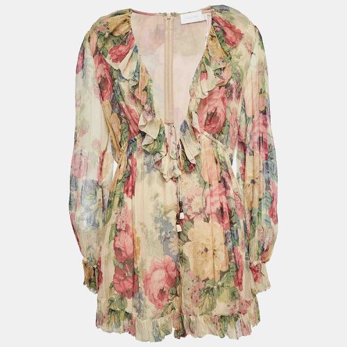 Floral Print Georgette Silk Ruffled Playsuit L - Zimmermann - Modalova