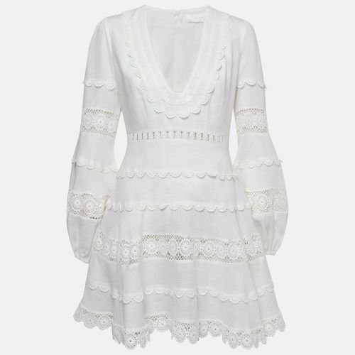 Lace Trim Linen Castile Plunge Dress M - Zimmermann - Modalova