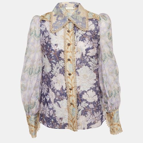 Zimmermann Purple Celestial Floral Print Linen Blend Blouse S - Zimmermann - Modalova