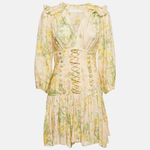 Light Floral Print Linen Corset Mini Dress S - Zimmermann - Modalova