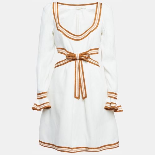 Zimmermann White Linen Cut-Out Mini Dress M - Zimmermann - Modalova