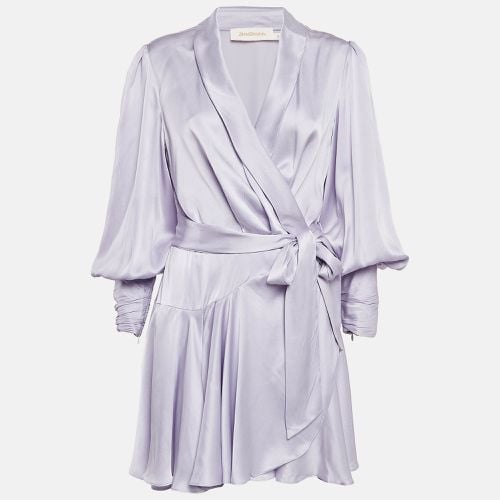 Light Satin Silk Blouson Sleeve Mini Wrap Dress M - Zimmermann - Modalova