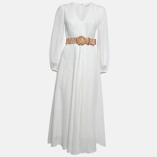 Linen Belted Flared Maxi Dress M - Zimmermann - Modalova