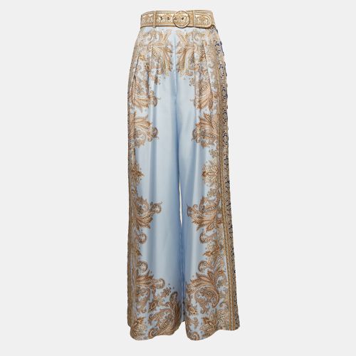 Luminous Paisley Print Silk Belted Wide-Leg Pants S - Zimmermann - Modalova